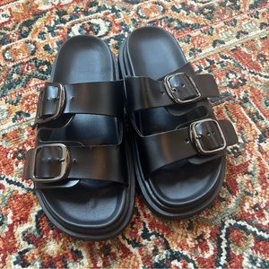 Black slide sandals